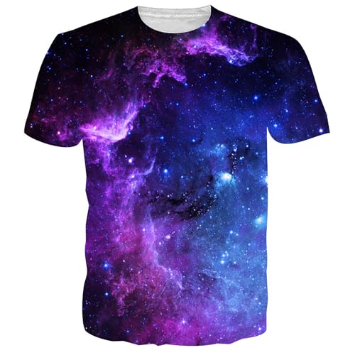 NEWISTAR Herren Shirts Kurzarm T Shirt 3D Galaxy T-Shirts mit Rundhalsausschnitt Tshirt Lässig T Shirts M