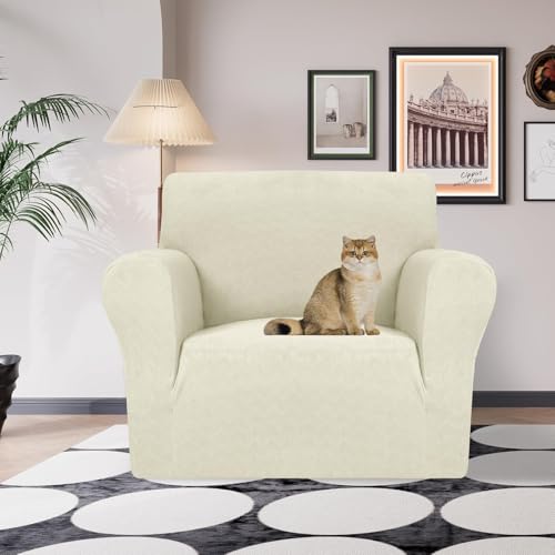 Ystyle Stretch Sofa Überzug 1 Sitzer, Sesselschoner rutschfest Mit Armlehne, Elastische Couch Überzug Jacquard… – Ansicht 2