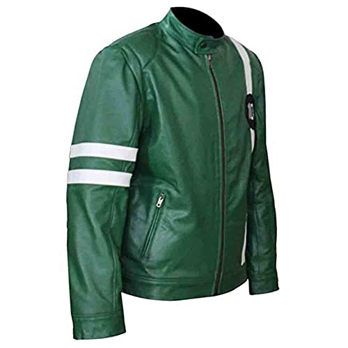 Men's Green Ben-10 Adult Tennyson Alien Swarm Ryan Kelly Ultra Soft Synthetic Leather casual biker Jacket4