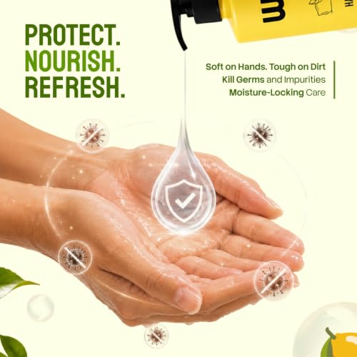 Image of Wiz Lemon Liquid Hand Wash - 500ml with Pump Dispenser | Gentle Hand Cleanser for Daily Use | Refreshing Fragrance | Handwash Bottle for Kitchen & Bathroom