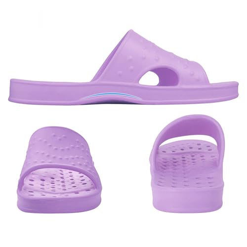 Image of shevalues Shower Shoes for Women Men with Arch Support Quick Drying Pool Slides Lightweight Beach Sandals with Drain Holes