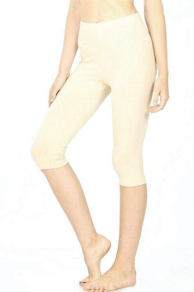 KOGMO Women's Cotton Stretch Capri Leggings - 15 Inch Inseam, Elastic Waist, Comfortable Everyday Wear