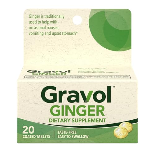 Gravol Ginger Tablets for Upset Stomach and Nausea 20ct