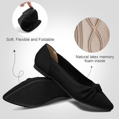 Women's Flats Shoes Comfortable Dressy Pointed Toe Knit Washable Ballet Flat3
