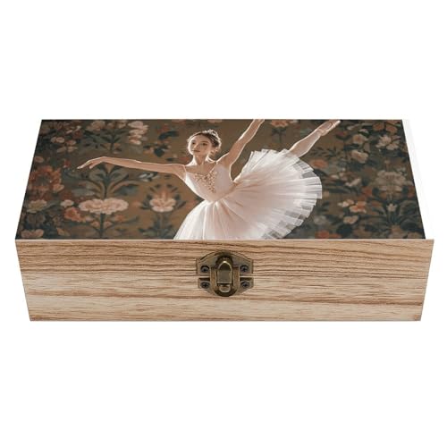 Caja de almacenamiento decorativa de madera para bailarina, con cierre con bisagras, baúl de recuerdo vintage para organizar anillos, collares, baratijas, contenedor de almacenamiento para mujeres