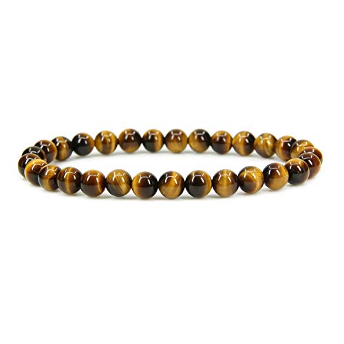 Image of Handmade Gem Semi Precious Gemstone 6mm Round Beads Stretch Bracelet 7 inch Unisex