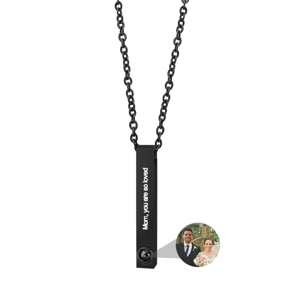 ASD Jewerly Collar De Barra Personalizado Para Hombres Y Mujeres, Collar De Proyección De Fotos, Collar De Imagen Personalizado, Collar Grabado Nombre I Love You Collar 100 Idiomas Joyas De Pareja