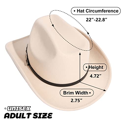 Lisianthus Men & Women's Felt Wide Brim Western Cowboy Outdoor Fedora Hats With Belt Flower-Creamy #TOP4