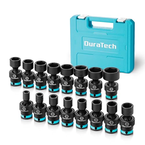 BOEN 16-Piece 3/8" Drive Impact Swivel Socket Set – 8-24mm, 6-Point Deep Metric Universal Wobbly Sockets, Cr-Mo Steel With Case
