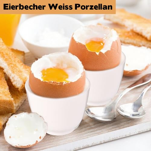 BOUTICOL 6er Set Porzellan Eierbecher Weiße EierStänder für Frühstückstische 5 x 4,3CM Porzellan-Eierhalter Stapelbar Frühstück Gekochtes Kochwerkzeug – Bild 6