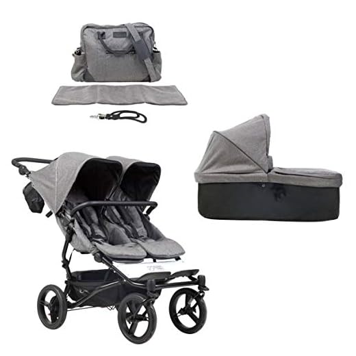 Mountain Buggy duett barnvagn V3.2 lyxig samling dubbelsits buggy med skötväska + 1 liggdel plus liggdel plus fiskben