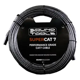 Sound Tools SuperCAT 7 Performance Grade Shielded CAT7 etherCON Cable, Flexible Polyurethane Jacket, Neutrik Connectors (50 feet, Black)