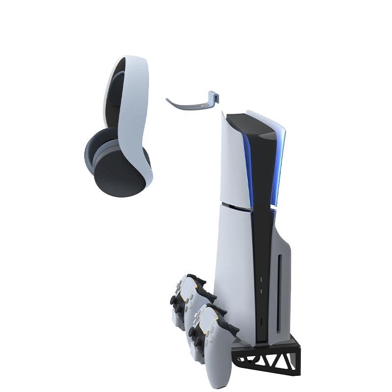 Wall Mount Bracket For PS5 Slim Console, Game Console Wall Mount Storage Bracket Holder Stand Controller Holder Headphone Hanger Hook Wall Bracket