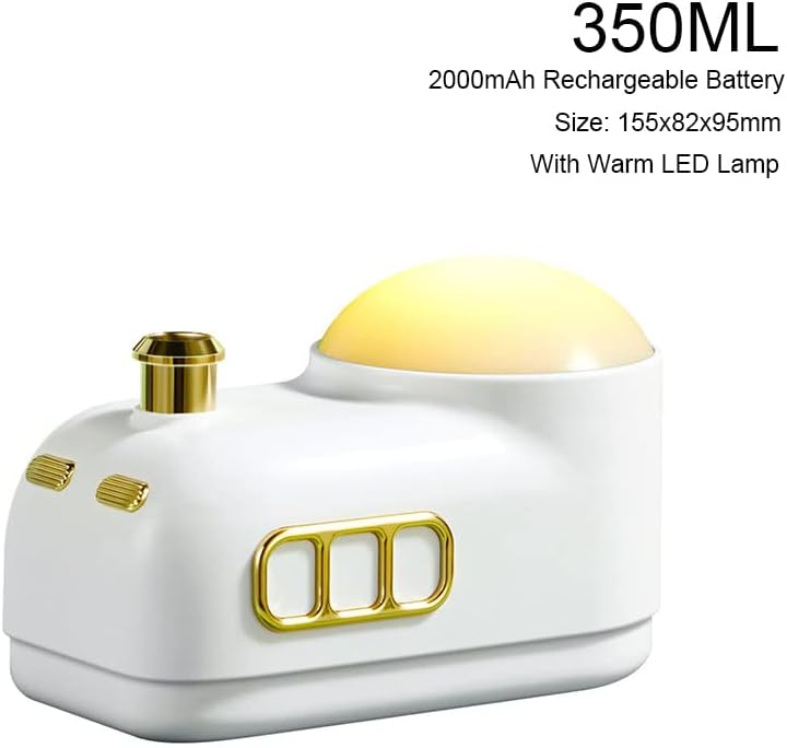 Miniatura 6 de Humidificador de aire USB de batería recargable de 2000 mAh, retro, tren de vapor, inalámbrico, nebulizador para dormitorio, oficina, sala de estar,