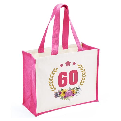 hamatata 60 Cumpleaños Regalo 60 Años Bolso Tote de Mujer, Bolsa de lona Bolsa de Compras, Regalos Originales para Mujer Cumpleaños 60 Años para la esposa Mamá Amigos Madre Hermana