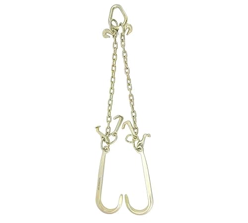 Mytee Products Brida de cadena en V G70 con ganchos en J grandes de 15 pulgadas gancho en T y gancho en J con ganchos de agarre de 3 pies patas