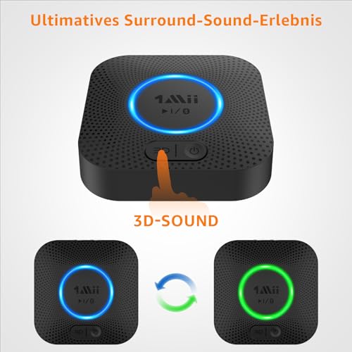 1Mii B06 Plus Bluetooth HiFi Empfänger, Drahtloser Audio Adapter, aptX HD aptX-Adaptive Bluetooth 5.3 Receiver mit 3D Surround arbeitet mit Smartphones und Tablets für Stereoanlage Lautsprecher