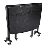 120x80x75 cm Mobiler Klappbarer Esstisch mit Stahlbeine, Multifunktions Esszimmertisch Küchentisch mit 6 Universalrädern, Esstisch Klapptisch für Wohnzimmer, Esszimmer (Schwarz)