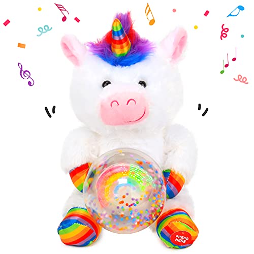 Cuteoy Electronic Unicorn Plush Interactive Singing Musical Animated Stuffed Animal Electric Toy With A Ball Gifts For Kids Girls Holiday, White, 10''… #TOP11