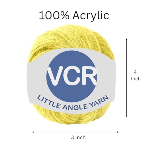 Image of VCR 4 Ply Light Yellow Little Angle Yarn, 25 Grams, 92 Meters Length, 100% Acrylic Soft Baby Knitting Yarn for Crochet, Newborn Sweaters, Soft Baby Socks, Mittens and Leggings, Pack of 1