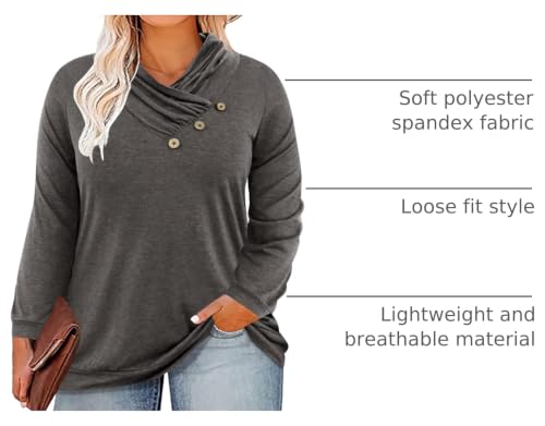 Image of CARCOS Womens Plus Size Tops Mock Neck Long Sleeve Shirts Turtleneck Tunics for Fall Winter XL-5XL