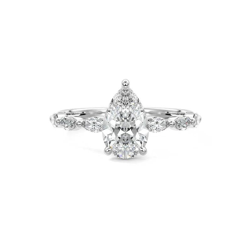 2.3 Carat (ctw) Pear Cut Moissanite Engagement Rings for Women Sterling Silver D Color Moissanite Pear Shaped Promise Ring Size 4-122