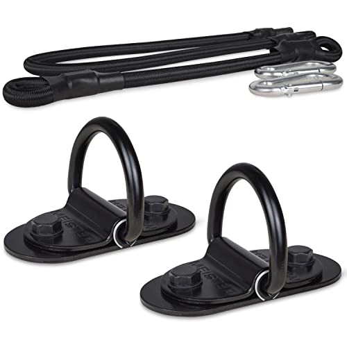 Meister Double-End Speed Bag D-Ring Anchor Kit - Floor & Ceiling Mounts w/ Bungees & Carabiners