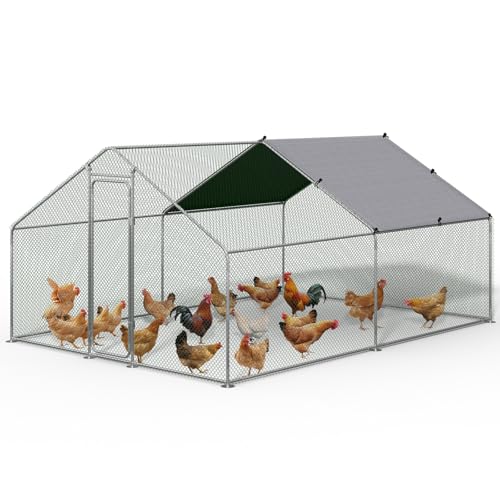 VOUNOT® Enclos Poulailler Extérieur 12 m² en Métal...