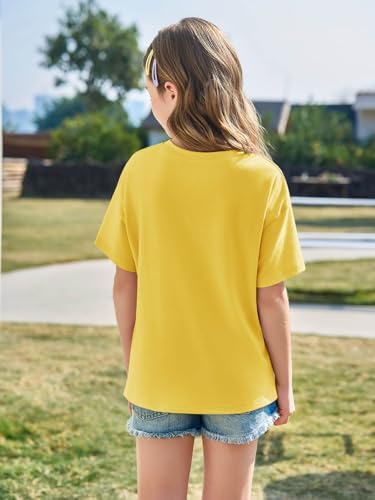 Image of Haloumoning Girls Short Sleeve T-Shirts | Kids, Summer,girls shirts,versized t shirts,Girls T-Shirts,Oversized Tops, Casual Crewneck, Basic Tees 5-14Y