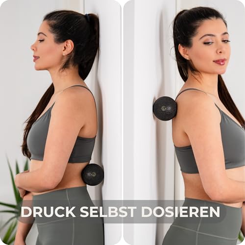 M.S.Lemberg® Faszienball 2er Set [6cm & 8cm]- Massageball für gezielte Selbstmassage der Faszien - Fuß, Rücken, Nacken, Schultern, Beine - Faszienkugel Massage Ball klein - Black Orbit Edition 4
