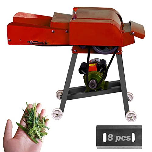 TXMACHINE® Hay Cutter Machine Electronic Grass Chaff Cutter Animal Feed Hay Crusher Straw Breaker with 2.2KW Motor 8 Blades 220V/50HZ (Red)