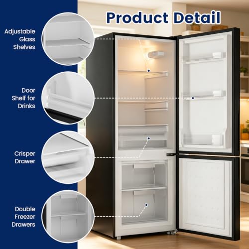 BANGSON 7.1 Cu.Ft Bottom Freezer Fridge