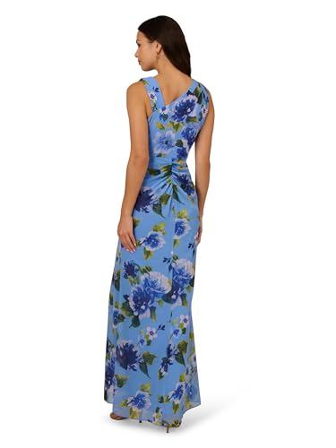 Image of Adrianna Papell Long Sleeve Printed Floral Chiffon Maxi Dress