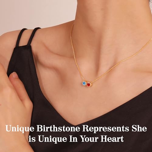 Birthstone-Necklace-for-Women-Birthday-Gifts-for-Women-14K-Gold-Necklaces-for-Teen-Girls-Dainty-1-to-12-Birthstone-Christmas-Gift-Stocking-Stuffers-Valentines-Mothers-Day-Jewelry
