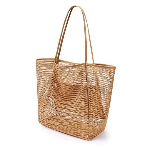 Sac de plage en maille hobo contre le sable encombrant sac au crochet kaki large