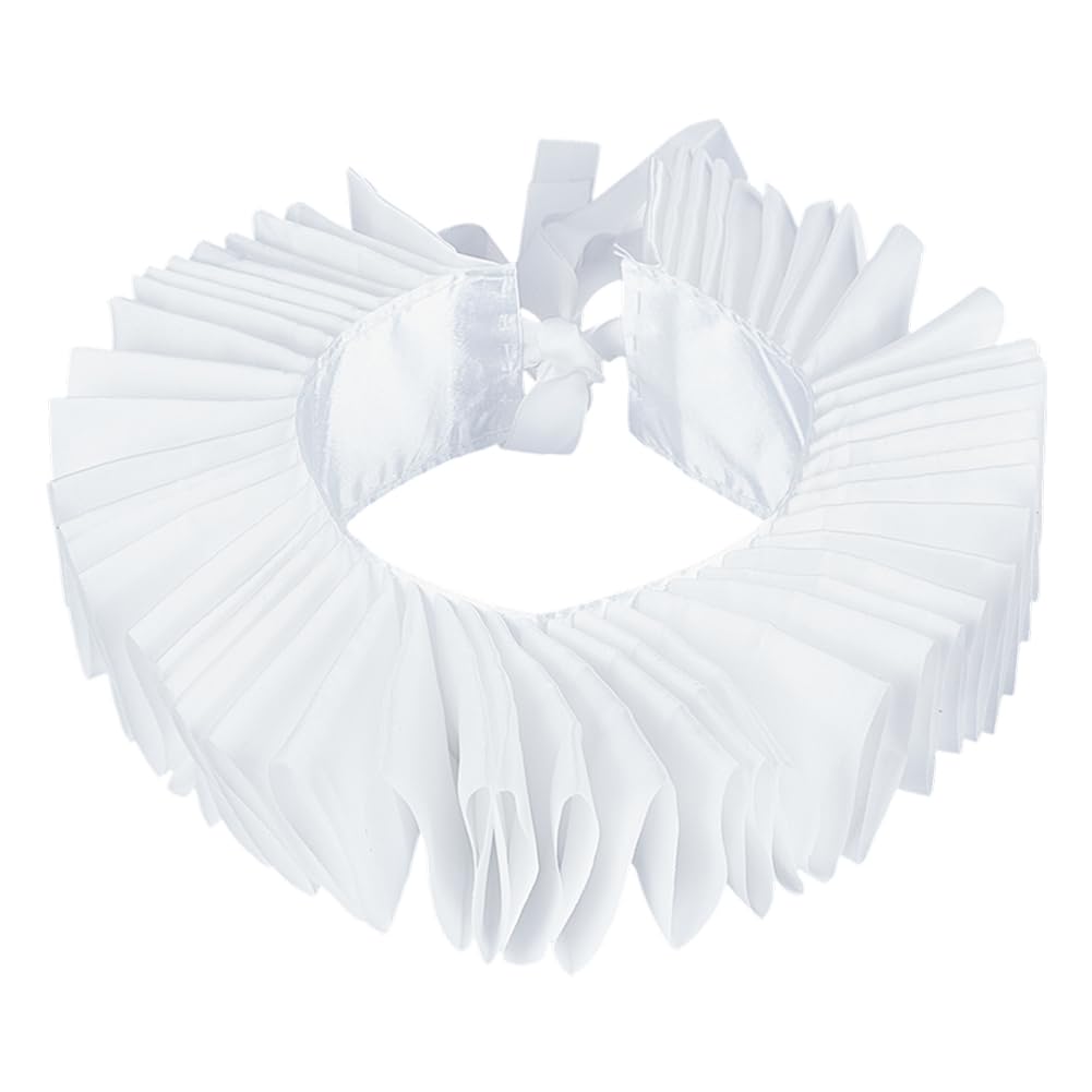 HOBBIESAY 1Pc White Cotton Ruffled Lace Collar Detachable False Clown Collar Retro Renaissance Neck Ruffle Collars Victorian Ruffle Collars Costume Accessories for Halloween Party Costume