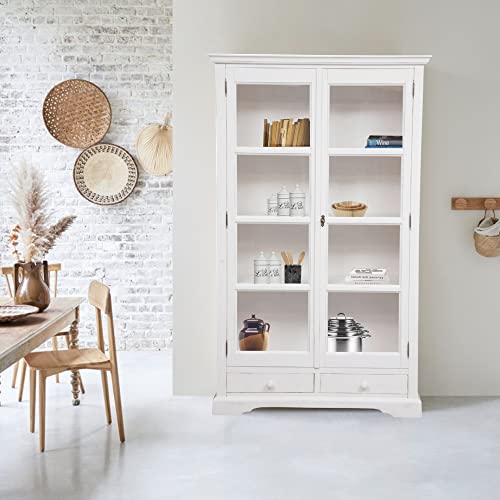 Vitrina-blanca-de-madera-maciza-180x109x36-cm-Aparador-o-armario-de-cocina-de-madera-Mobiliario-de-hogar-Shabby-Chic-Armario-de-cocina-vintage