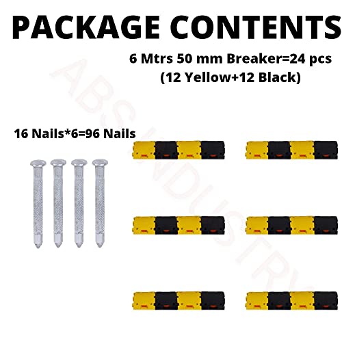 Image of ABS INDUSTRY Safety Speed Breaker 50mm PVC Road Hump Pack of 6 Meters (12 Black and 12 Yellow Breakers)