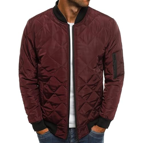 Image of Quilted Bomber Jacket Mens Bomber Jackets Diamond Winter Fall Coats