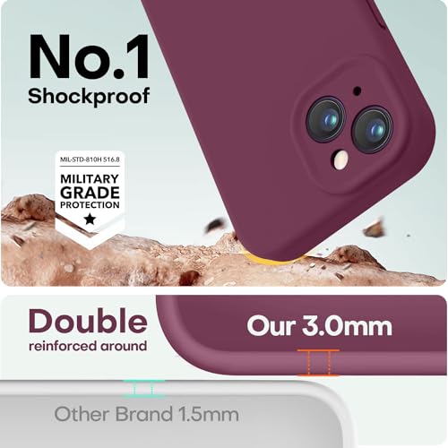 Image of LOVE 3000 Designed for iPhone 13 Case, Premium Silicone with [Camera Protection] [Soft Anti-Scratch Microfiber Lining] Shockproof Protective Phone Case for iPhone 13 Women Men Girls 6.1 inch, WineRed