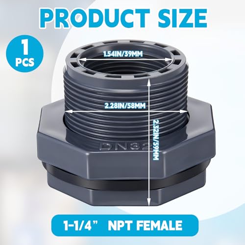 Image of 1 Pcs 1-1 /4 Inch Bulkhead Fitting PVC Npt Tank Connector