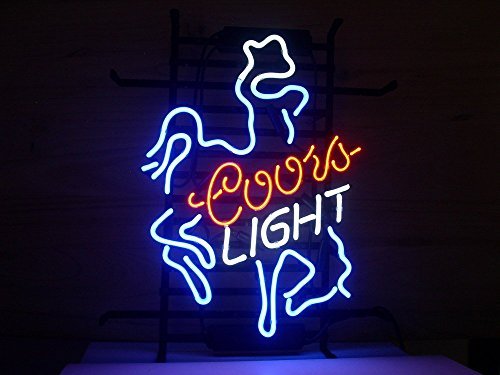 New Coors Light Cowboy Real Glass Neon Light Sign Home Beer Bar Pub Recreation Room Game Room Windows Garage Wall Man Cave Sign L10 by AOOS