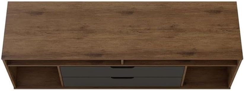 Natural and Gray MDF TV Stand with Metal Legs and Cabinet