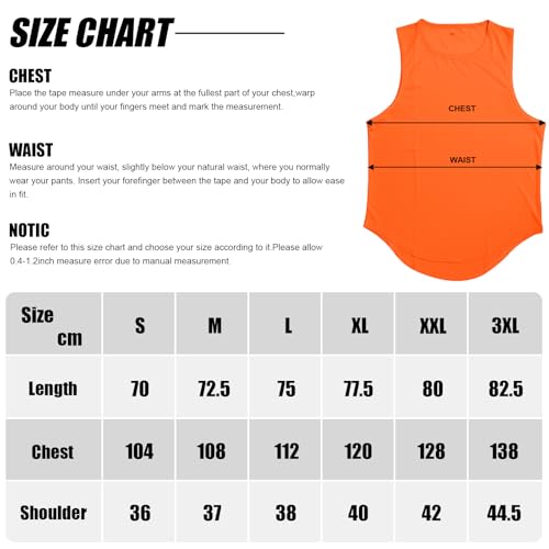 Meioro Camiseta de Tirantes para Hombre, Secado Rápido Respirable Gimnasio Chaleco, Entrenamiento Tank Top Sin Mangas, Culturismo Deportivo Músculo T-Shirt para Gym Gimnasio Running (Naranja,L)