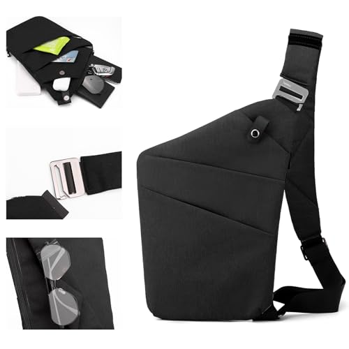 Image of Anti Theft Crossbody Bag,Sling Bag for Women Men,Multi-pocket Chest Shoulder Bag for Travel, Sport, Work