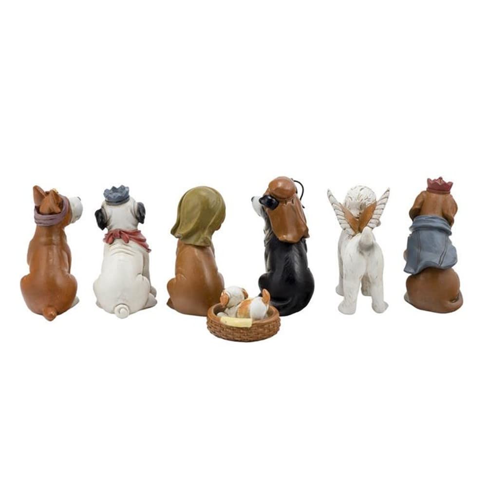 Misterio Nacimiento con Perros 6 Figuras 15cm. Sagrada Familia Imagen Resina
