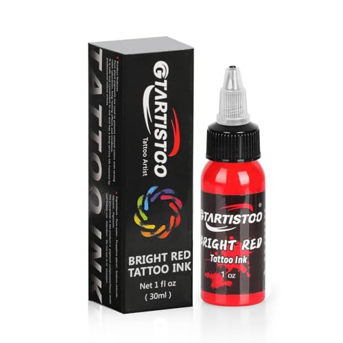 Tattoo Ink 1oz Professional Bright Red Tattoo Ink Pigment for Tattoo Artists Smooth Flow Consistent Color Application Vegan-Friendly (Bright Red 30ml)