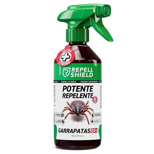 RepellShield® Spray Repelente Garrapatas Humanos y Pulgas -500ml- Uso Interior y Exterior - No Mancha - Aplica en Ropa, Calzado, Textiles, Hogar, Jardín - Antipulgas Natural con Tomillo y Geraniol