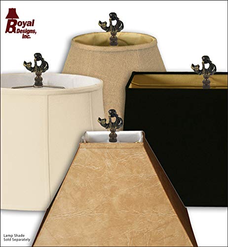 Image of Royal Designs, Inc. Playful Cat Finial for Lamp Shade, F-5077AB-1, Antique Brass