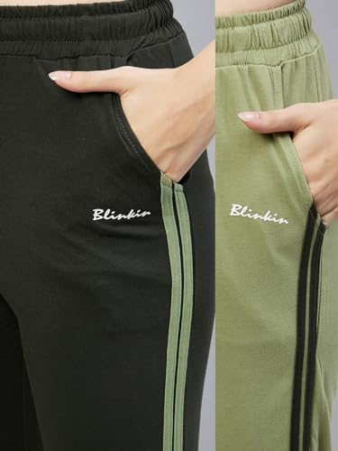 Image of BLINKIN Women Cotton Stribed Casual Style Pyjamas|Lowers With 2 Side Pockets : Ideal For Night Wear & Comfort Wear - The Ultimate Relaxed Fit Track Pants (Combo-608)
